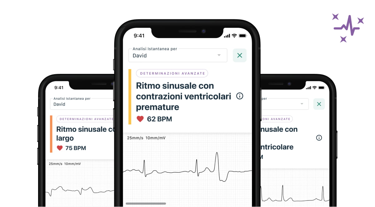 image of mobile devices showing the new Advanced Determinations feature as part of KardiaCare